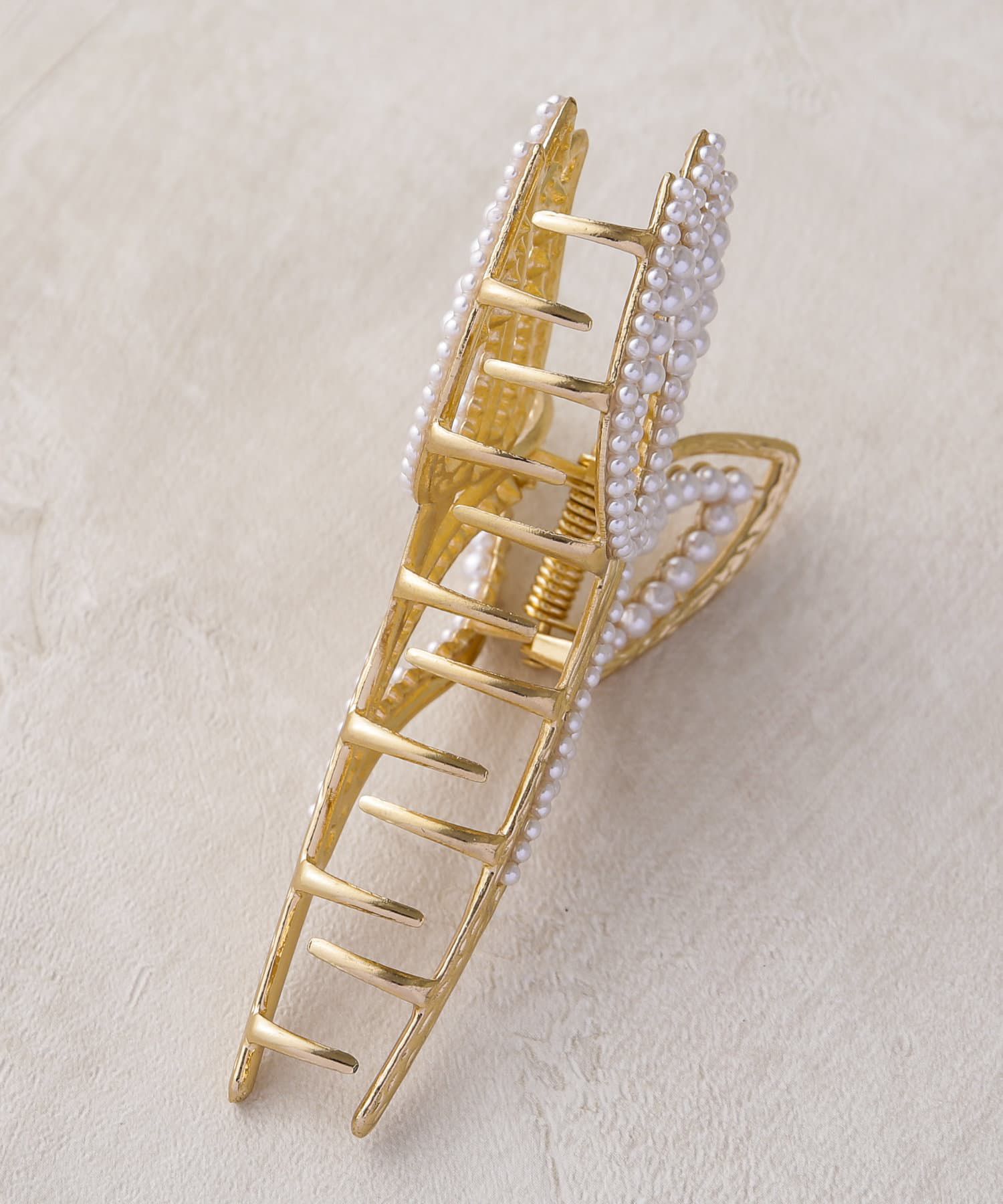 日本 Lattice - 鬱金香珍珠髮夾/鯊魚夾-金