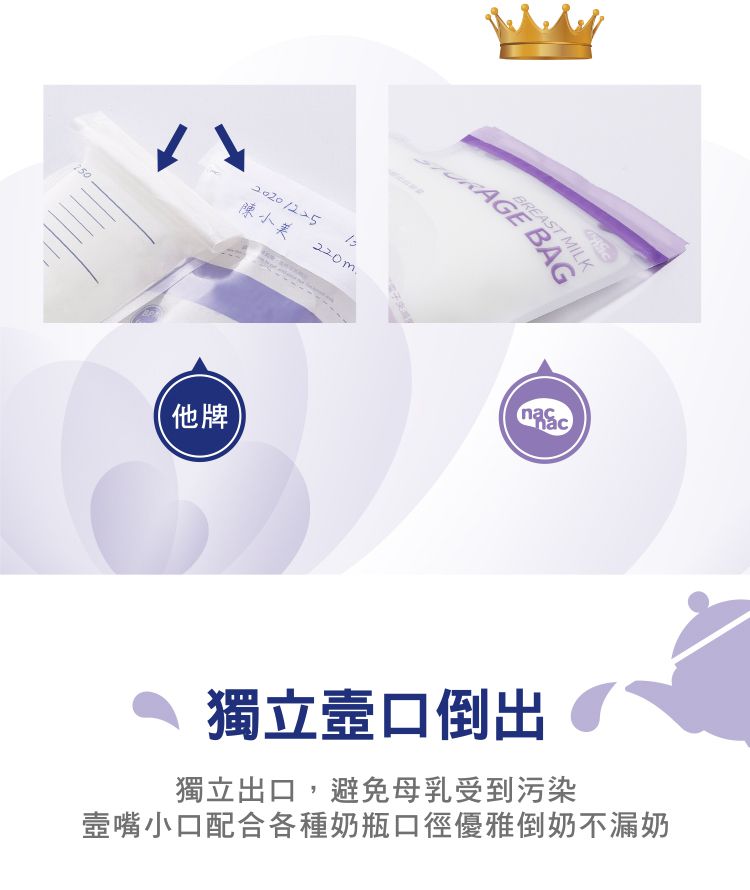 nac nac - 壺形站立母乳儲存袋250ml(20入)