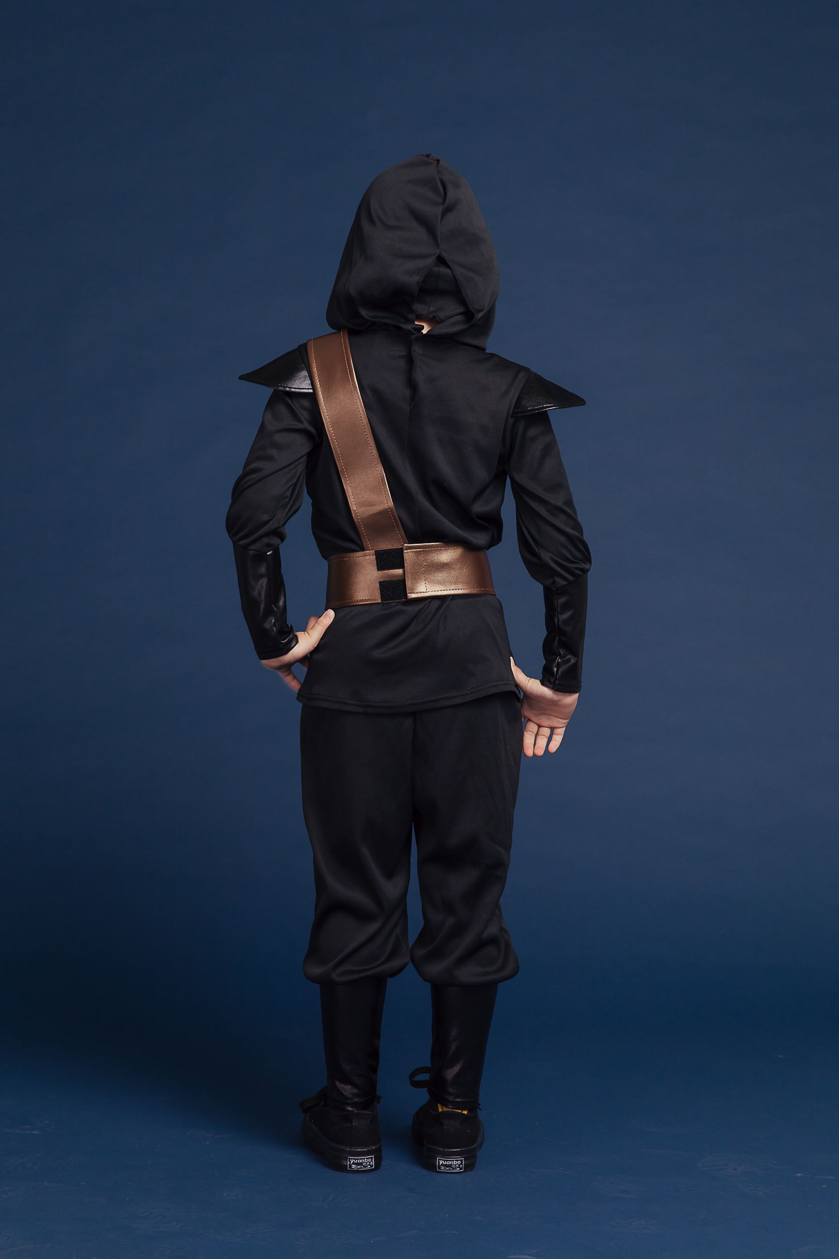 Love, Charlotte - 立體胸肌忍者-黑忍者褲裝-內含連帽上衣+褲子+面罩+腰肩帶.