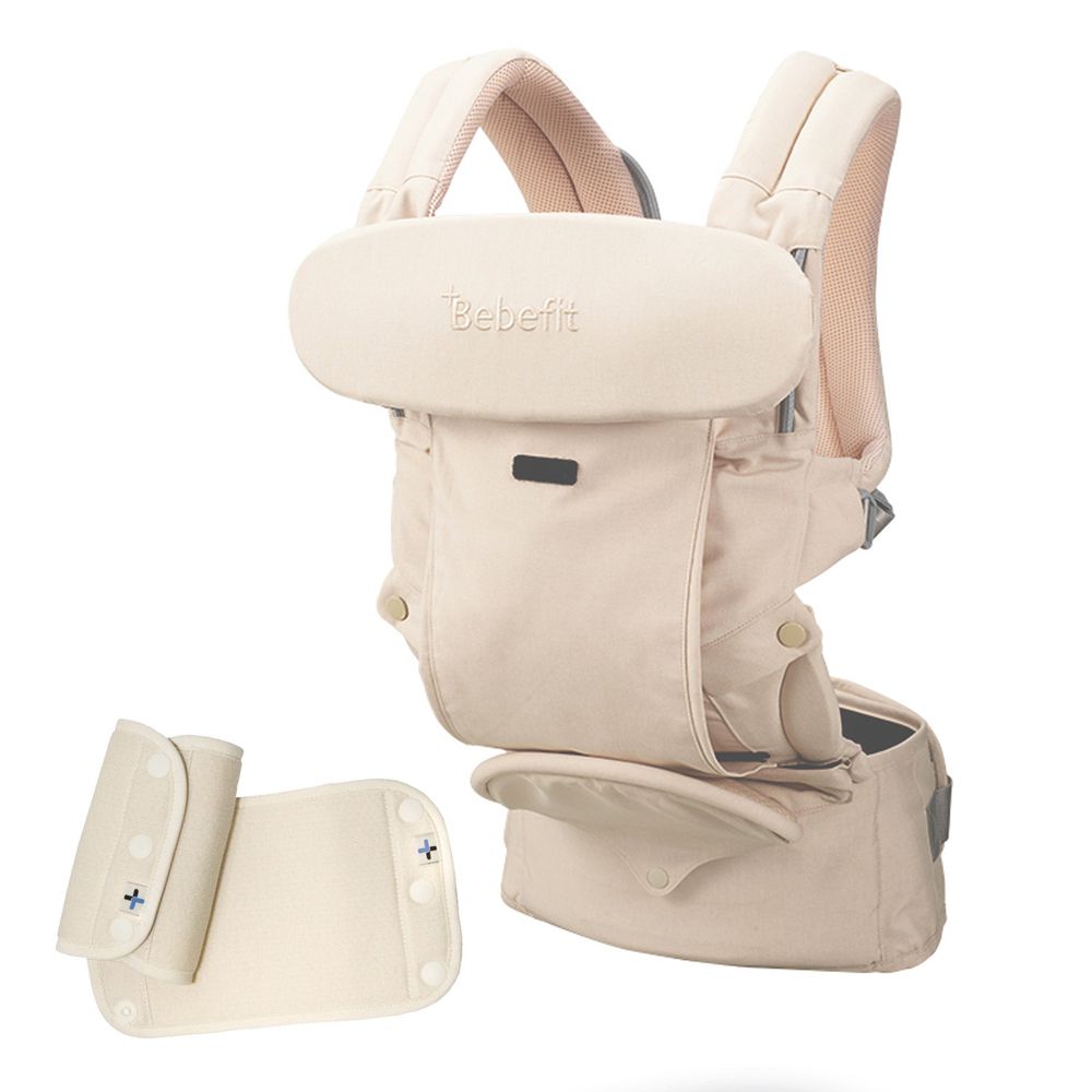 韓國 Bebefit - S7 旗艦款 智能嬰兒揹帶+Smart肩帶口水巾-2入/組-奶油米