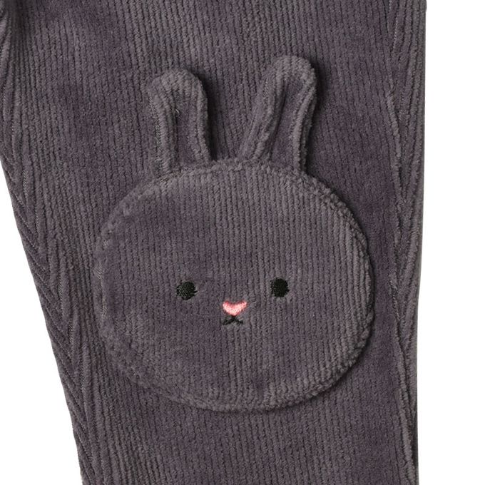 akachan honpo - 10分燈心絨褲-膝蓋圖案-深灰色