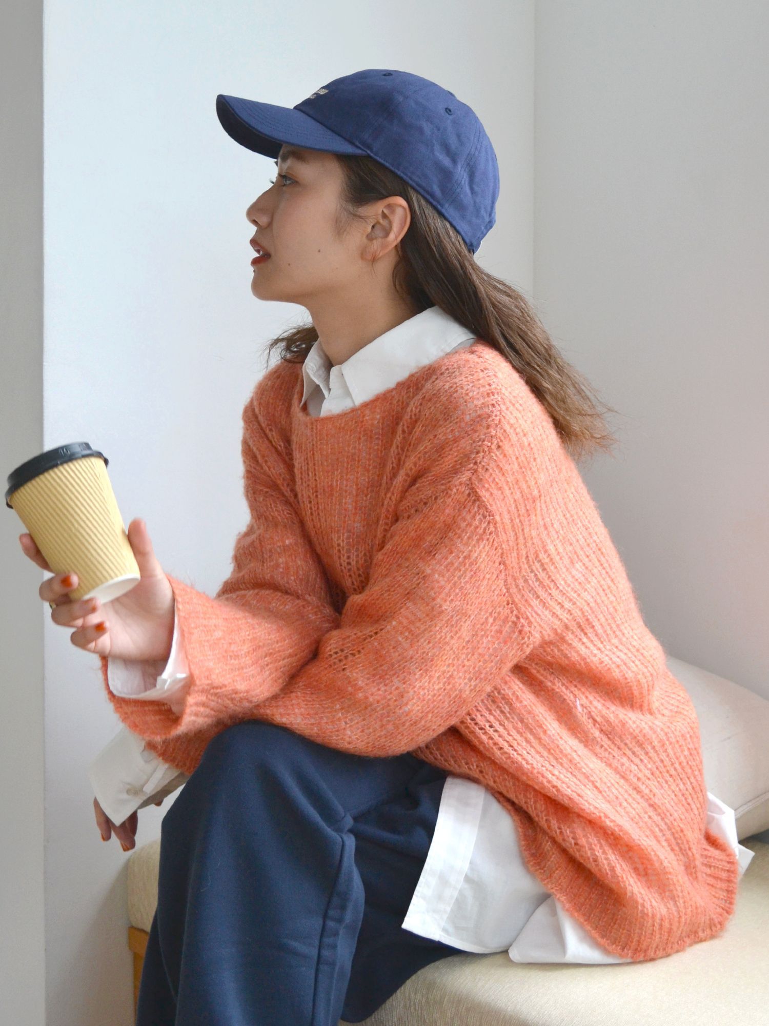 日本 Ungrid - 質感鉤針落肩針織上衣-淺灰 (F)