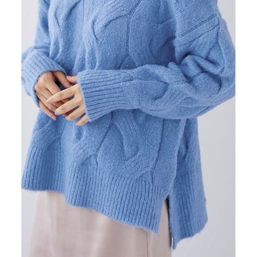 日本 Pierrot - 柔軟波浪紋針織毛衣-簡約黑