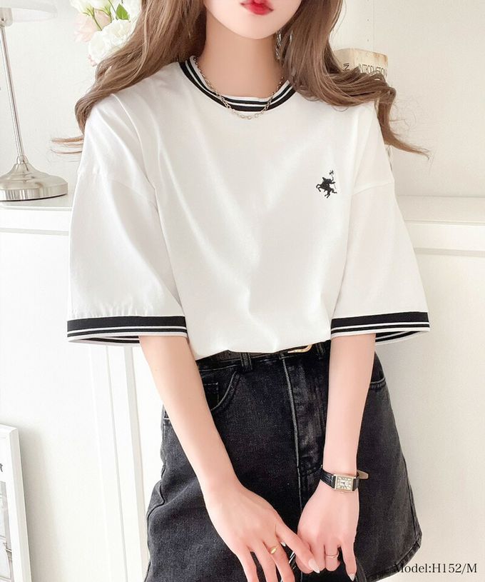 日本 Classical Elf - Java 100%天竺棉 刺繡舒適短袖上衣-粉紅