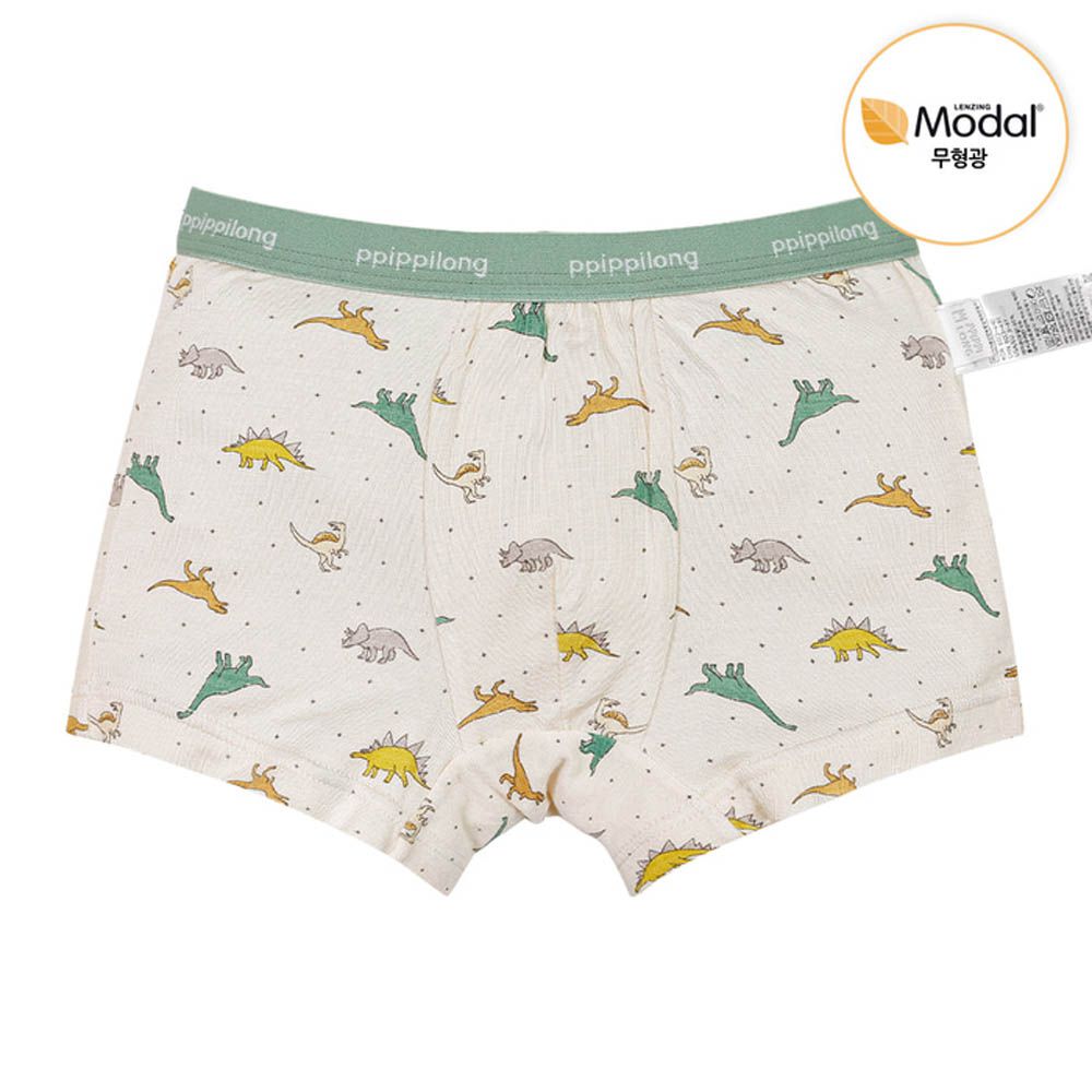莫代爾親膚絲滑四角褲(男寶)-野生手繪恐龍-米膚