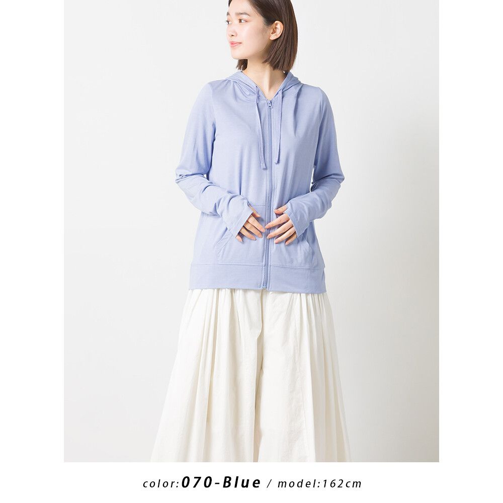 日本 OMNES - 接觸涼感抗UV 連帽長袖外套-黑