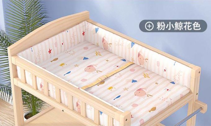 KOOMA - 嬰兒實木尿布台置物架-{附棉墊}-鯨魚