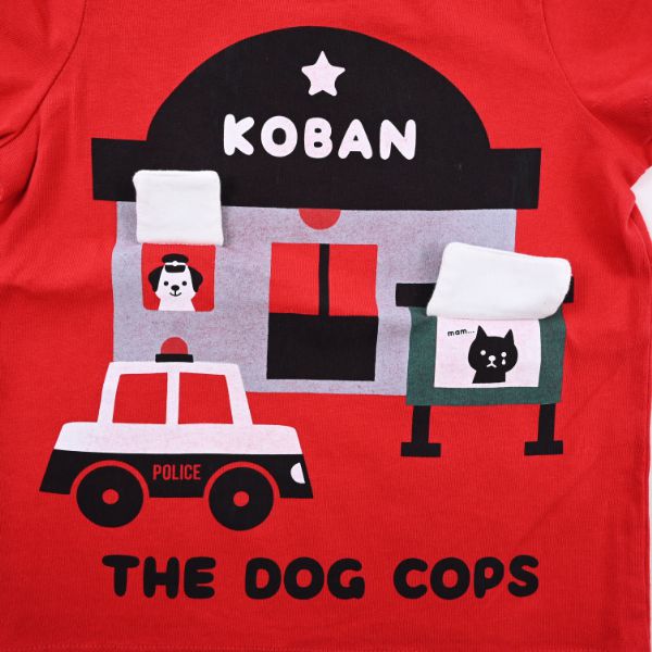 日本 Baby Room - 立體翻翻樂短袖上衣-狗狗警察局-沙杏