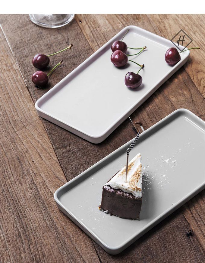 韓國 SSUEIM - LEED系列莫蘭迪陶瓷長方形淺盤Ｍ (白色)