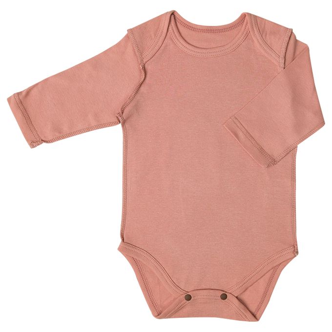 akachan honpo - 長袖速乾包屁衣2件組-套頭式 小花-粉紅色