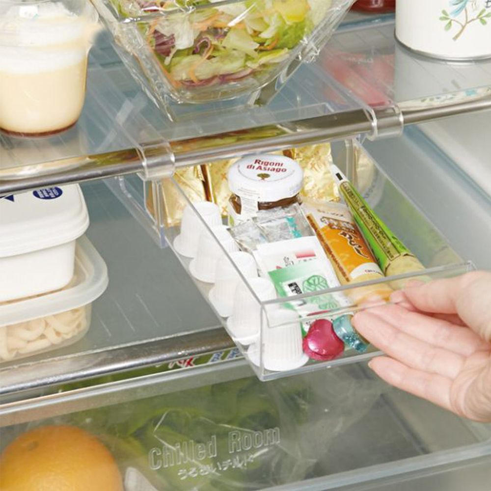 日本ISETO - 懸掛式冰箱抽屜儲物盒-寬版-透明