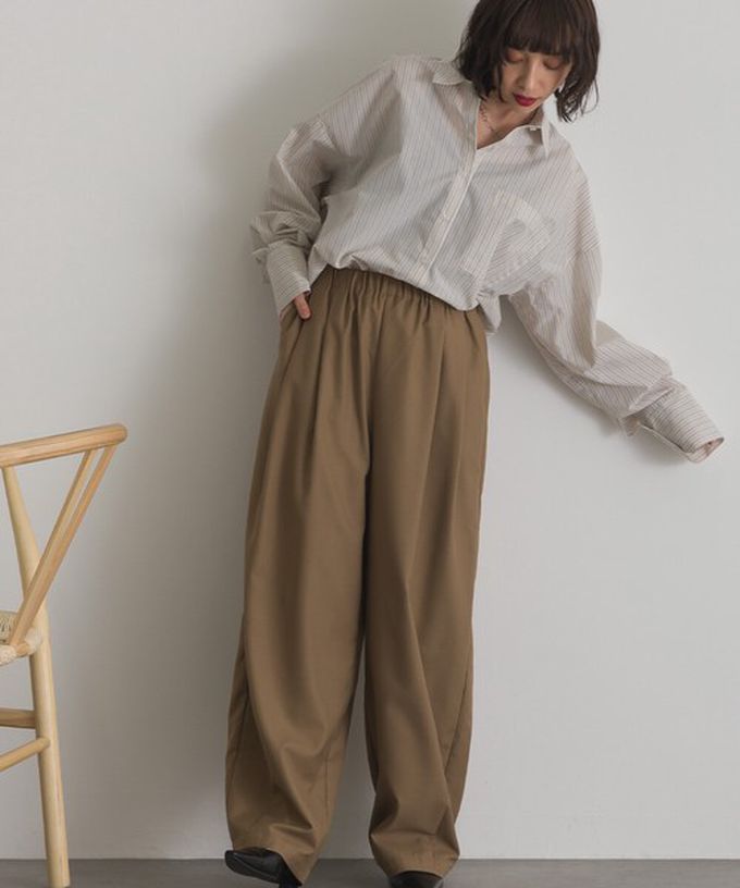 日本 ELENCARE DUE - 男友風寬鬆率性感長袖襯衫-粉紅直條紋