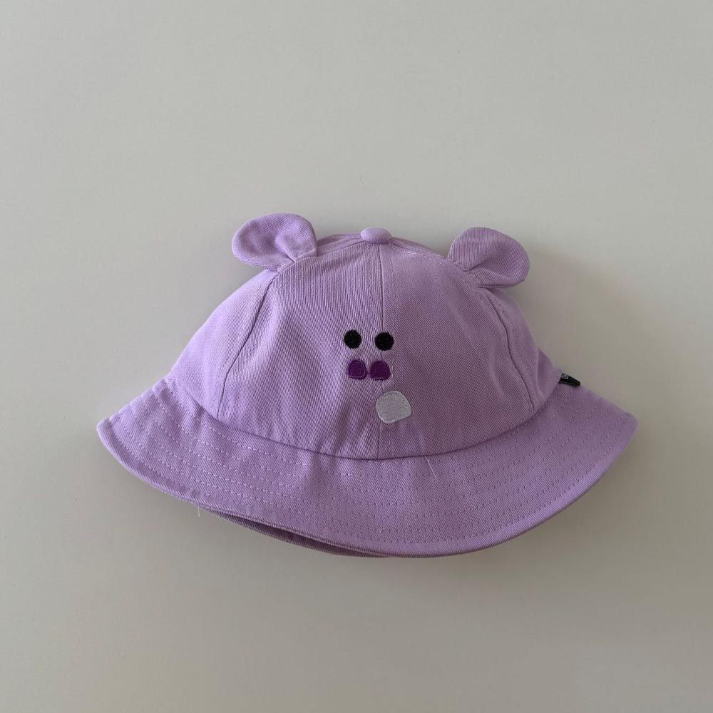 兒童可愛速乾防曬遮陽漁夫帽-表情-紫色 (48-52CM)