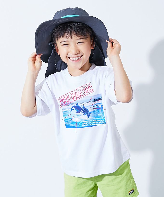 日本 devirock - 接觸涼感 抗UV變色短袖上衣(神戶水族館聯名）-虎鯨-白