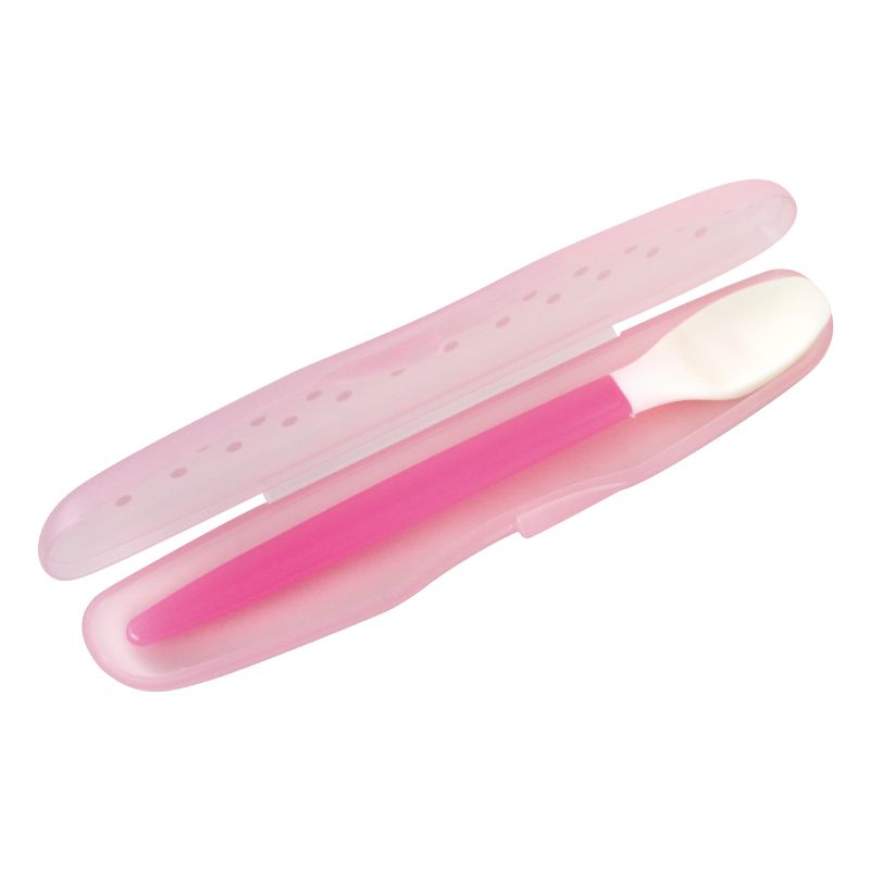 akachan honpo - 食物搗碎湯匙-粉紅色 (160×34×16mm(放入收納盒內時）)