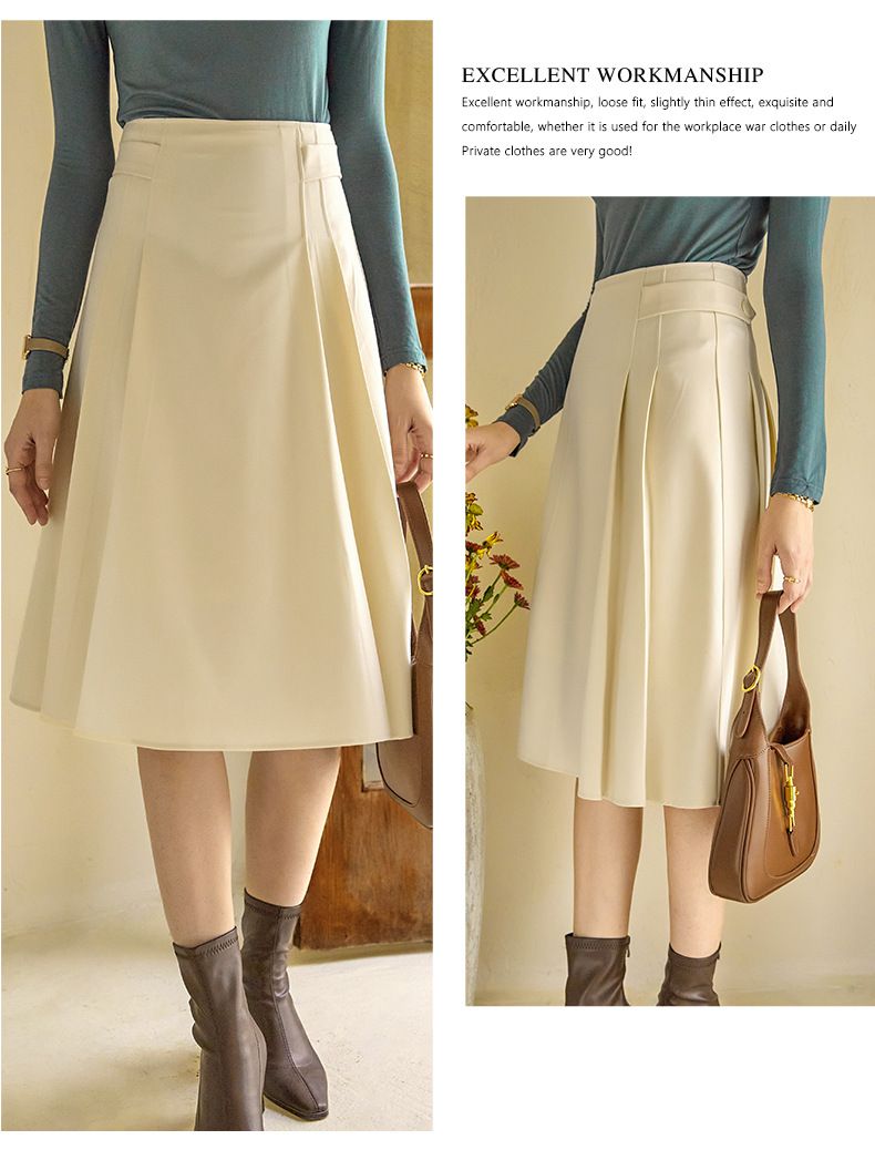 氣質綁帶半身裙-米白色