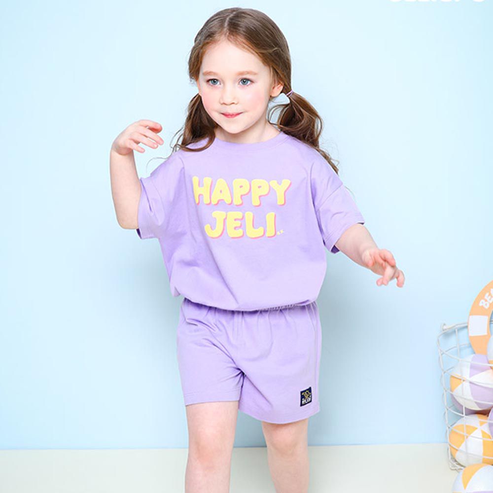 韓國 Jelispoon - HAPPY JELI短袖短褲套裝-紫