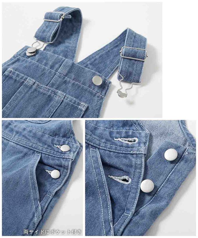 日本 devirock - 牛仔工裝百搭吊帶褲-水藍