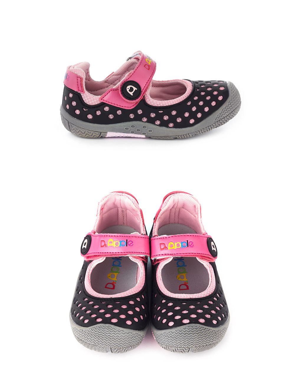Dr. Apple - 機能童鞋-洞洞涼一夏超cute休閒童鞋-黑