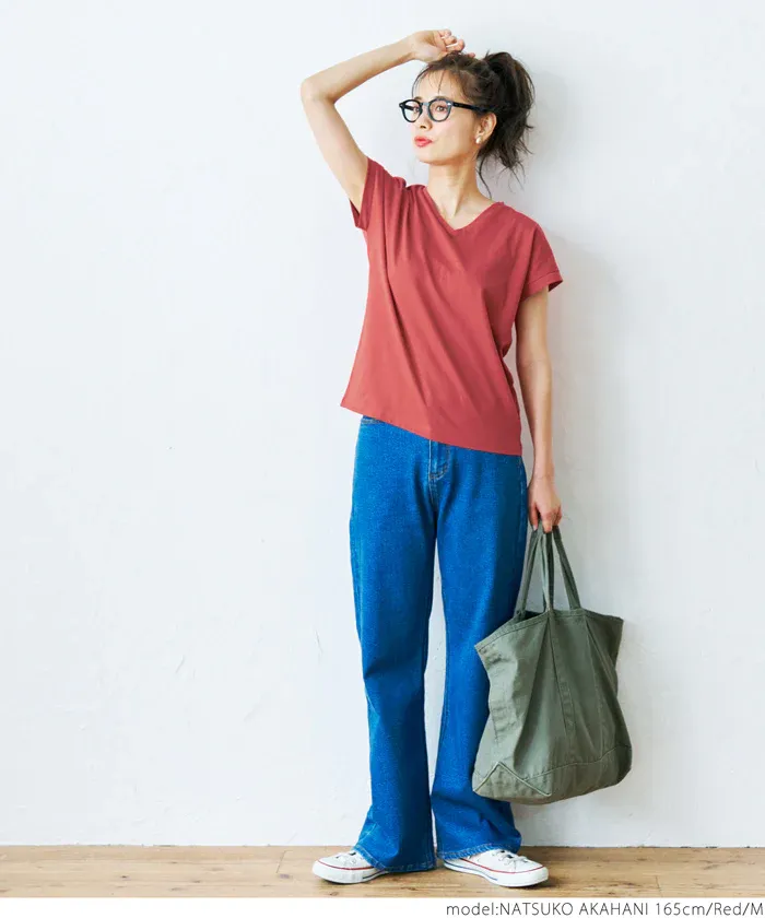 日本 COCA - 100%美國棉厚磅短袖上衣-V領-白