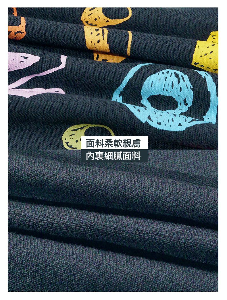 Minizone - 圓領長袖上衣-蠟筆字母-深藍色