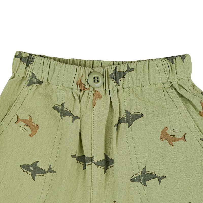 akachan honpo - 5分褲-麻料風-軍綠色