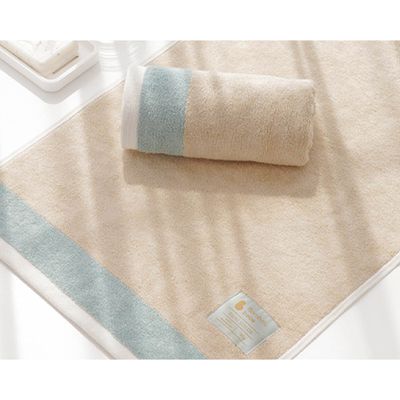 韓國 Bamboo bebe - 超柔軟毛圈竹纖維吸水多用途毛巾-米黃X水藍 (40x80cm)