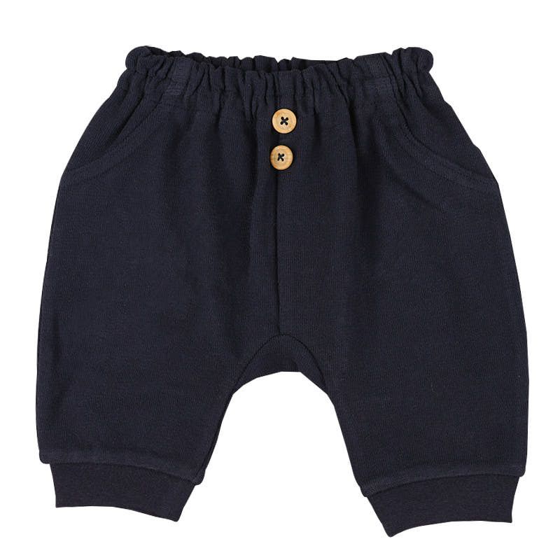 akachan honpo - 7分褲-短毛圈內裡-深藍色