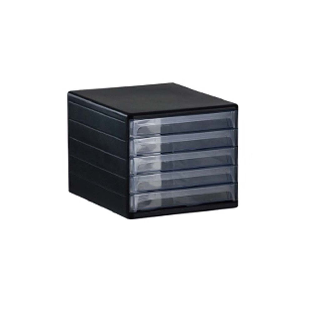 日本山田YAMADA - 日製桌上型五層A4文件抽屜櫃(5低抽)-黑