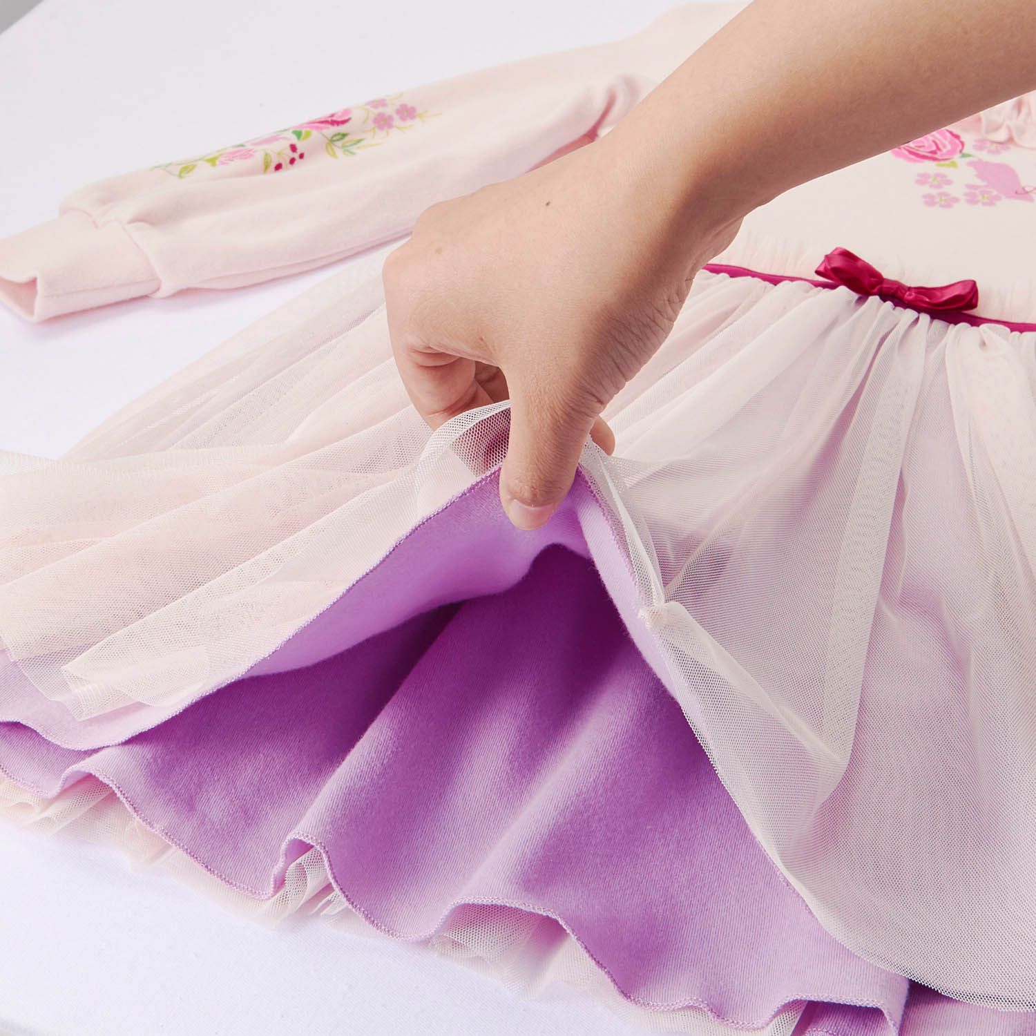 日本千趣會 - 迪士尼公主紗裙襬長袖洋裝-艾莎-白藍