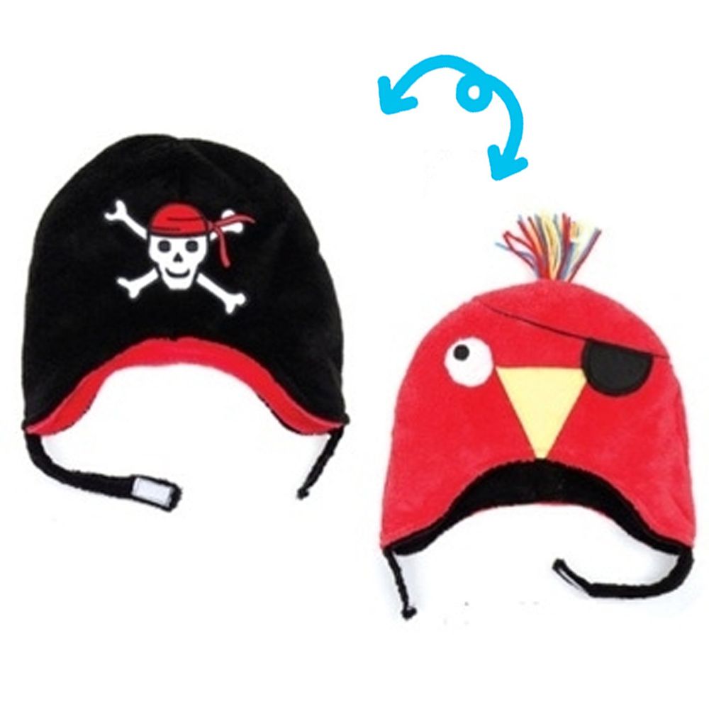 加拿大 flapjackkids - 雙面保暖造型帽-海盜/鸚鵡