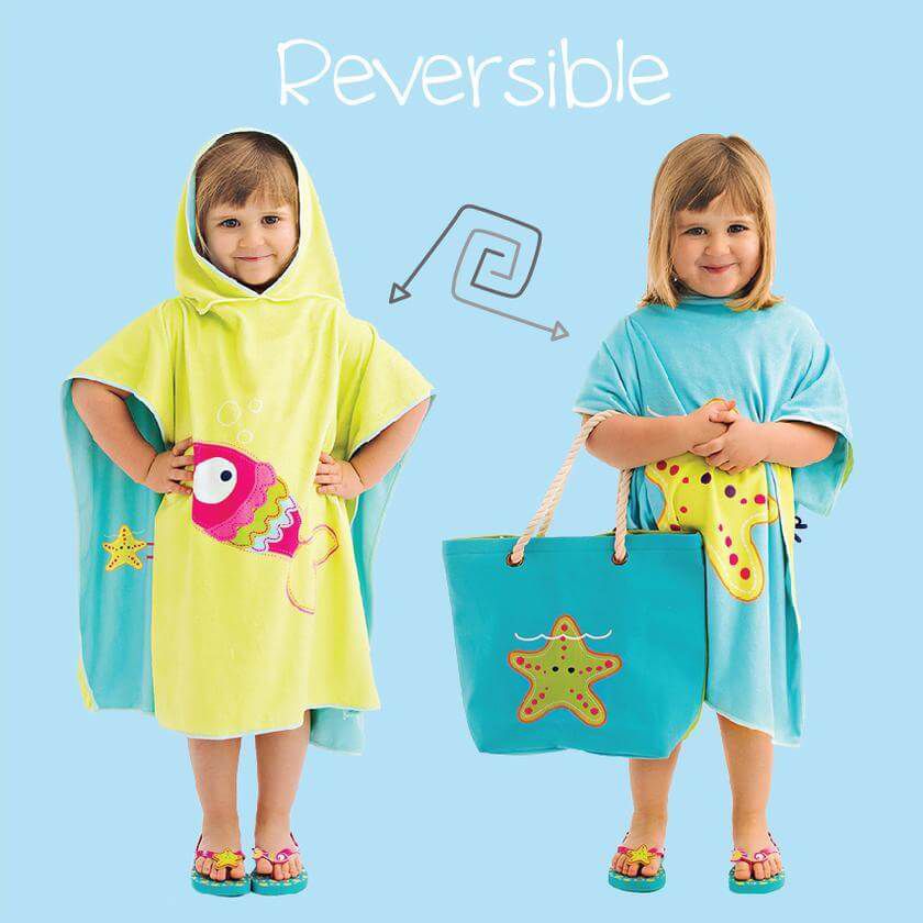 加拿大 flapjackkids - 雙面防曬連帽罩衫/浴巾-長頸鹿/斑馬