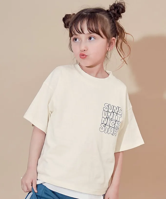 日本 devirock - 100%棉 帥氣印花短袖上衣-胸口英文-檸檬黃