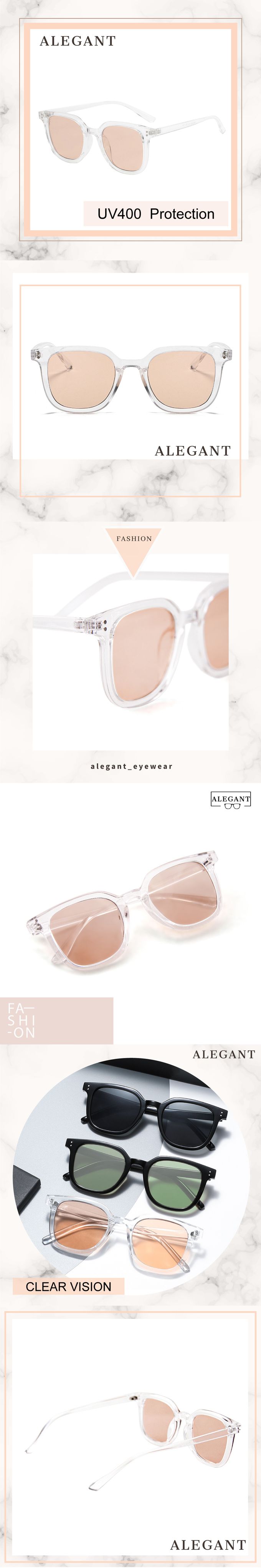 ALEGANT - 霜白棕韓版個性潮流方框墨鏡│UV400太陽眼鏡