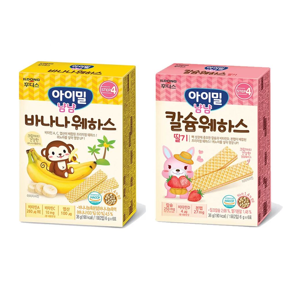 韓國Ildong Foodis日東 - 藜麥威化餅二入組-草莓*1+香蕉*1