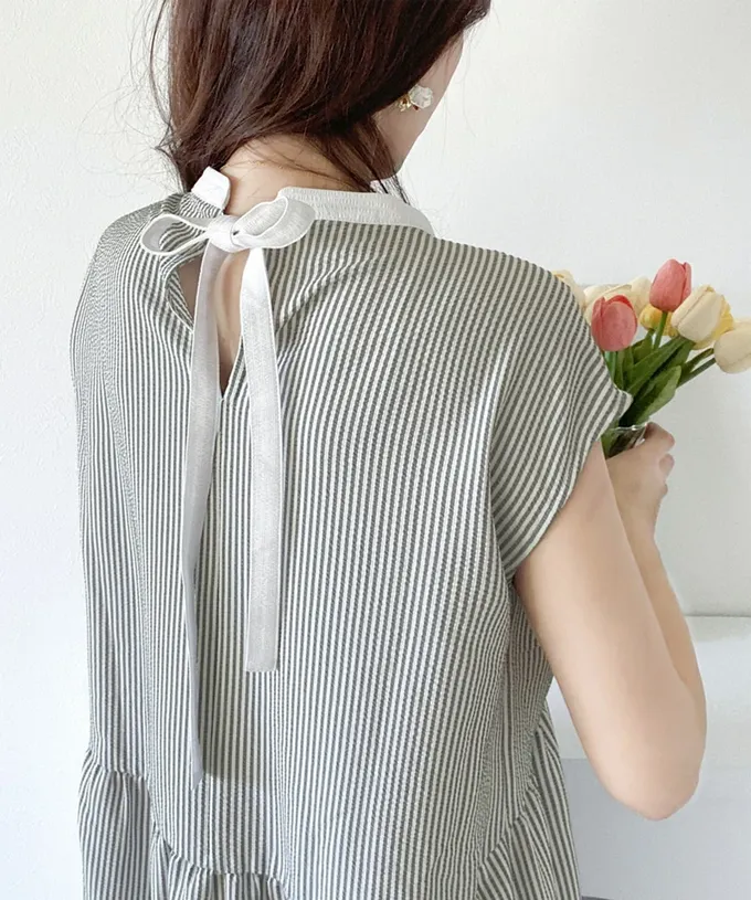 日本 Classical Elf - 襯衫式A字甜美法式袖洋裝-黑