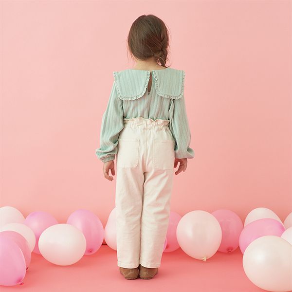 日本 Lycee mine - 俏麗皺摺錐形彈力長褲-黑