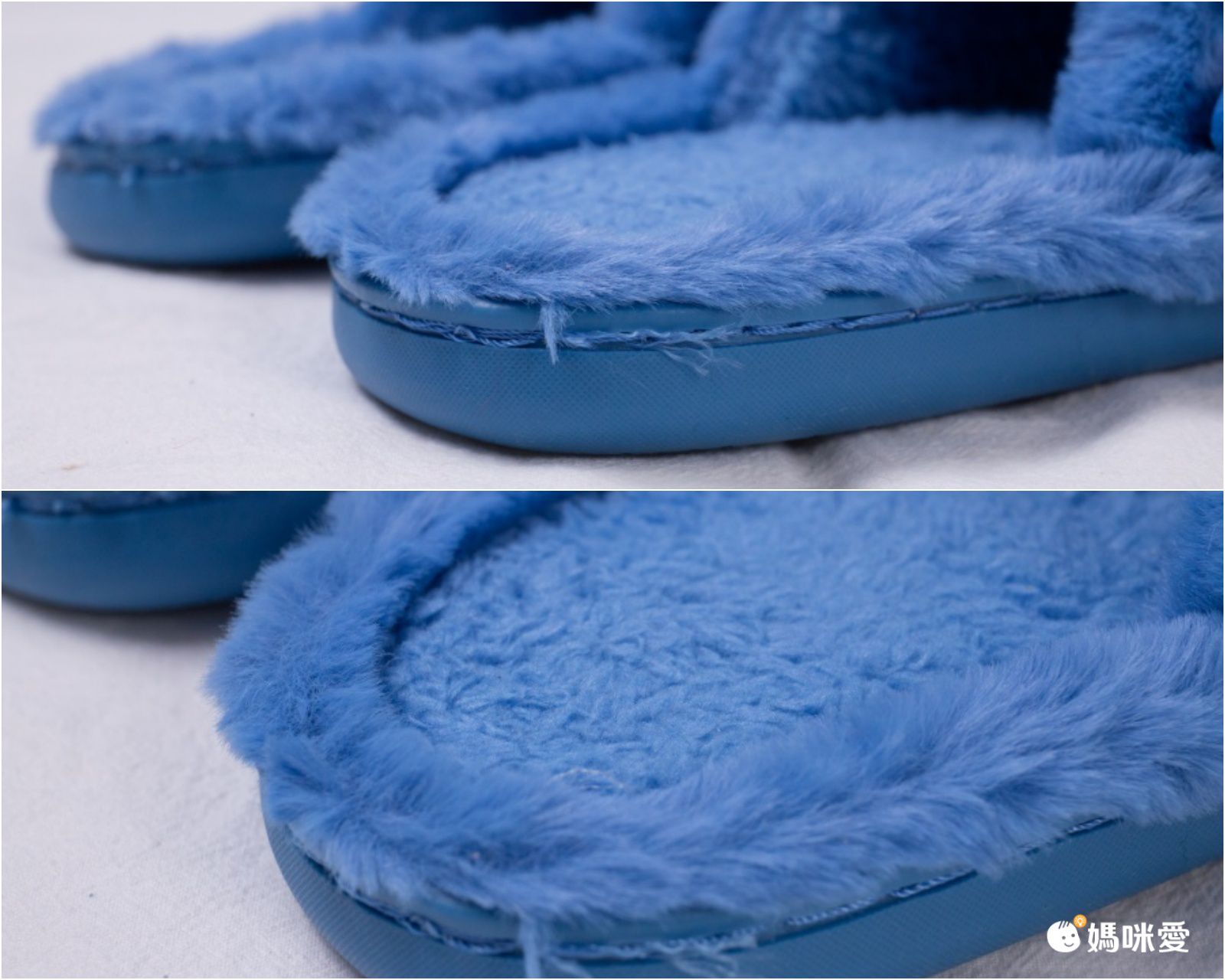 毛毛保暖室內拖鞋-可愛鯊魚-藍色