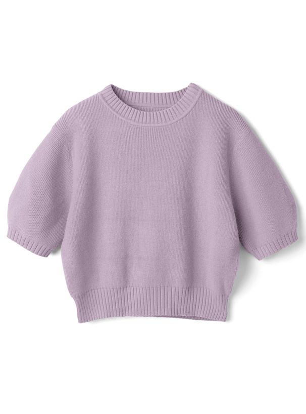 日本 GRL - 百搭短版五分袖針織上衣-灰粉