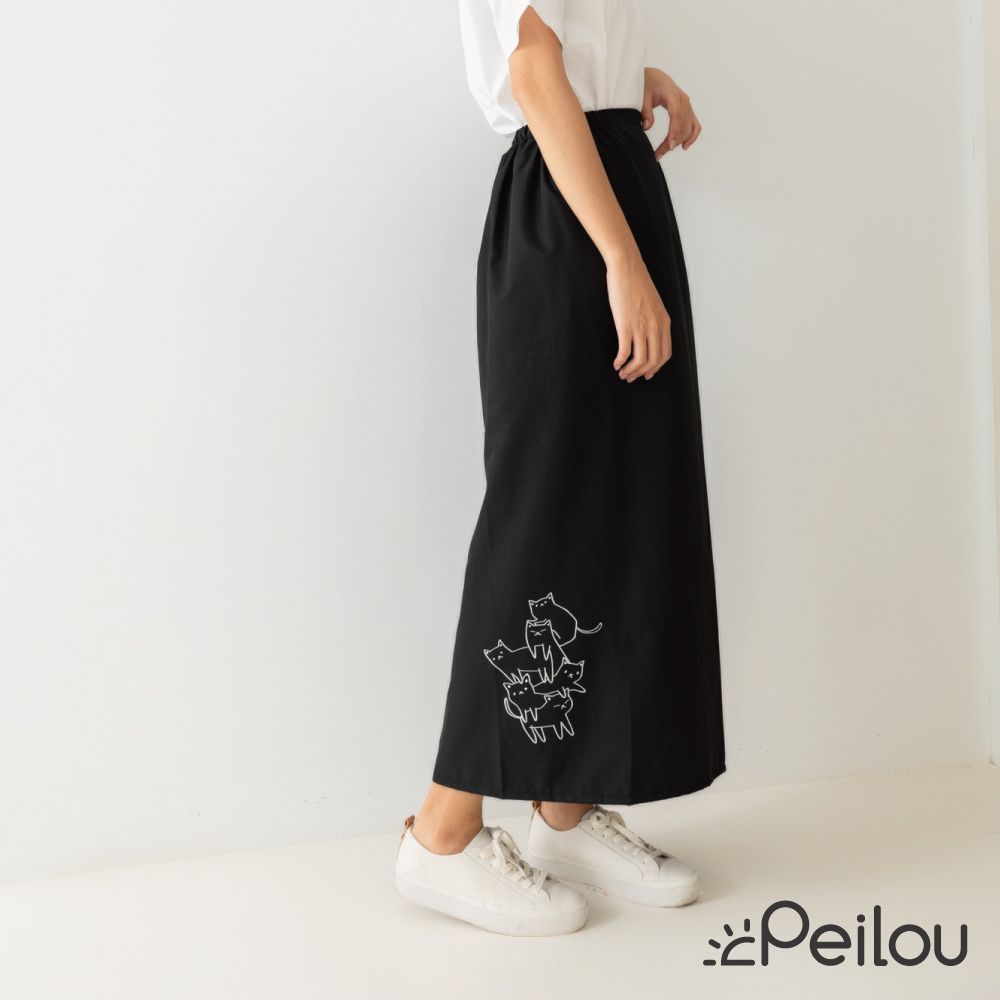 貝柔貓日記防風防潑水遮陽裙-疊疊樂-黑