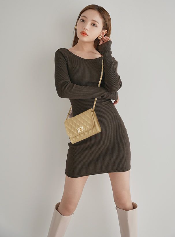 日本 GRL - 菱格紋仿皮金屬鏈小方包/側背包-米