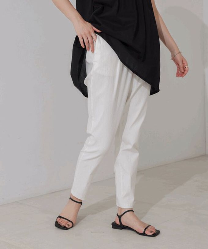 日本 Bab - 接觸冷感 UVcut定番美腳九分褲-白