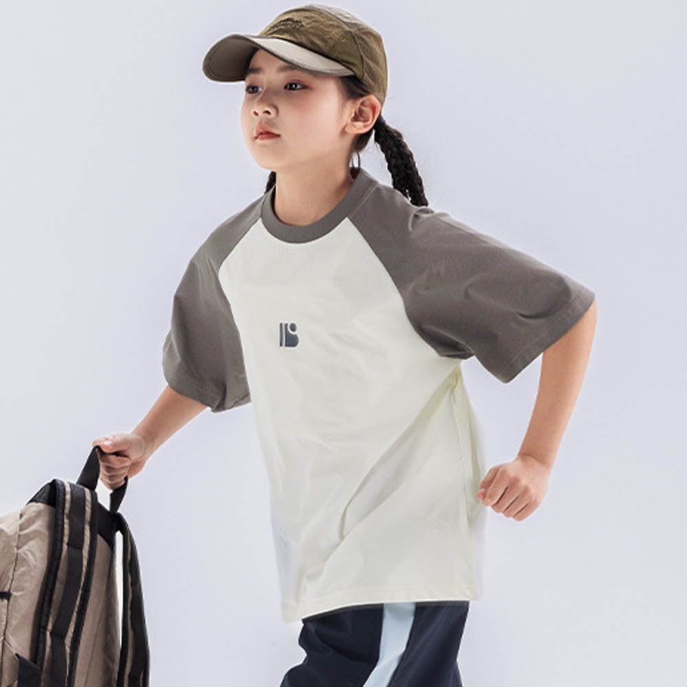 原紗防曬吸濕快乾短袖上衣-胸口印花-白色