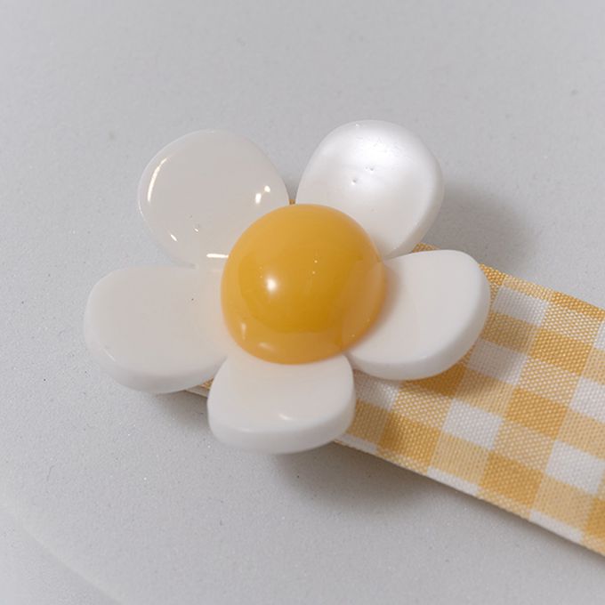 日本 Lycee mine - 小雛菊清爽格紋髮夾(同色2入組)-薄荷 (F)