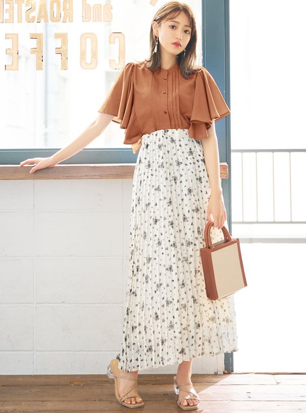 日本 GRL - 優雅層次波浪短袖排釦襯衫-白