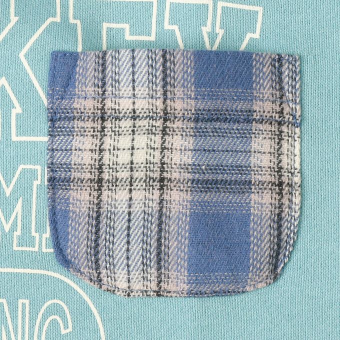 akachan honpo - 拼接休閒上衣-毛圈內裡-藍色