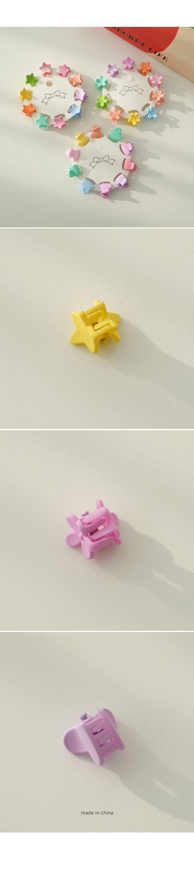 韓國 Soo&Soo - 迷你馬卡龍色小抓夾-花朵-10個一組