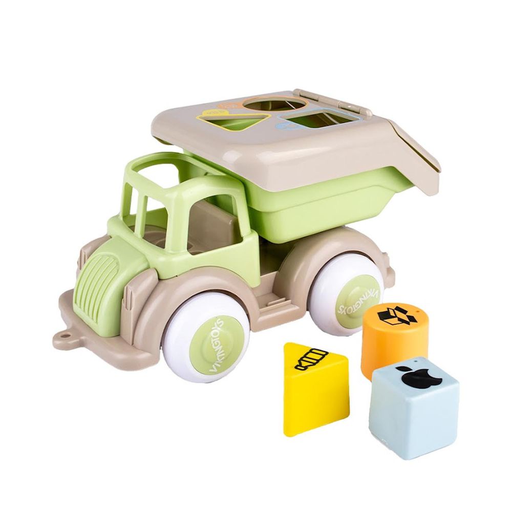 瑞典Viking toys - 莫蘭迪色系 - 形狀認知資源回收車-28cm