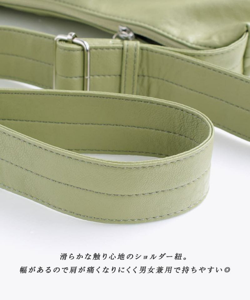 日本 zootie - 水洗皮革單肩側背水餃包-深藍