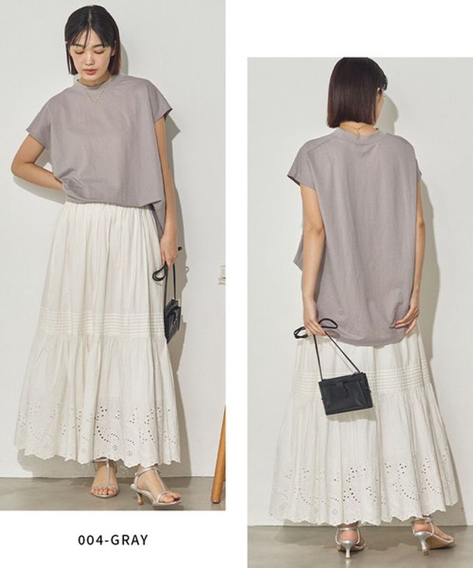 日本 Sans Souci 34+ - 接觸涼感 圓弧百搭法式袖上衣-米白